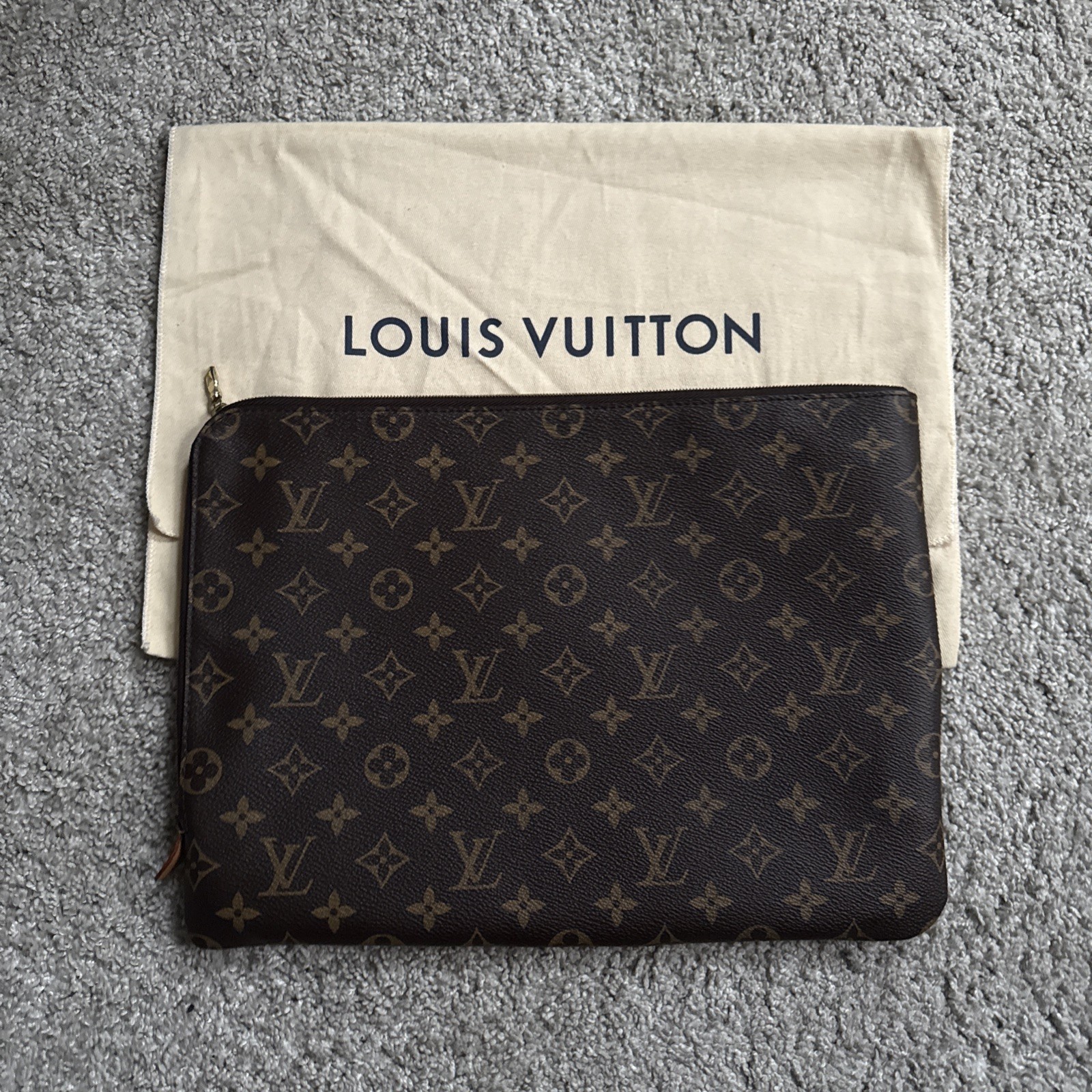 Louis Vuitton Etui Voyage Pouch MM Brown Canvas Clutch Bag
