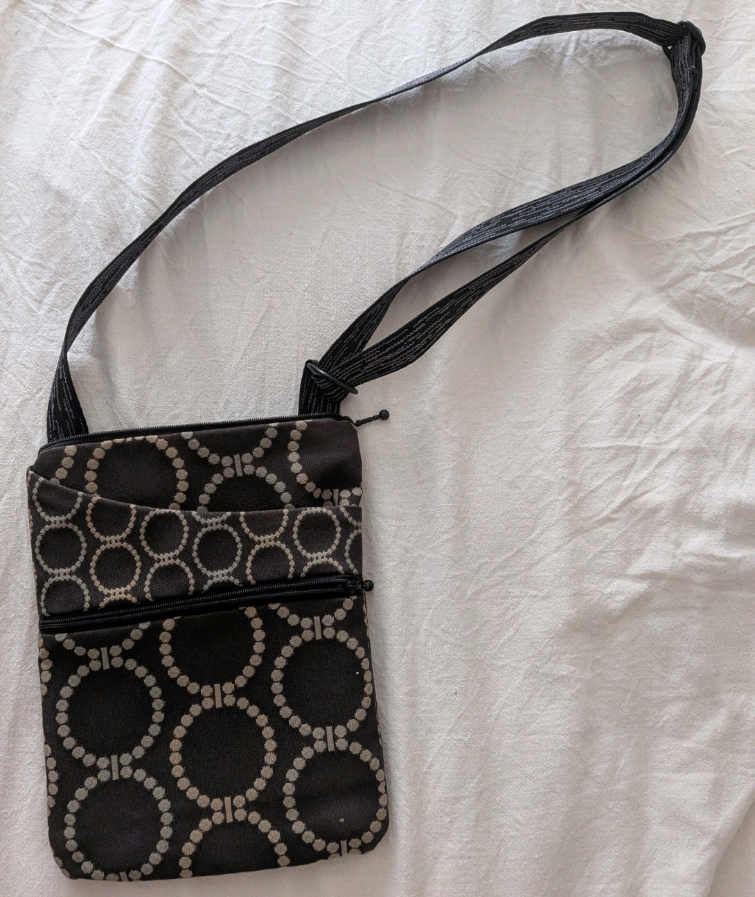 Maruca Handmade Tapestry Cross Body Purse Boulder CO Brown Beige Geometric NEW