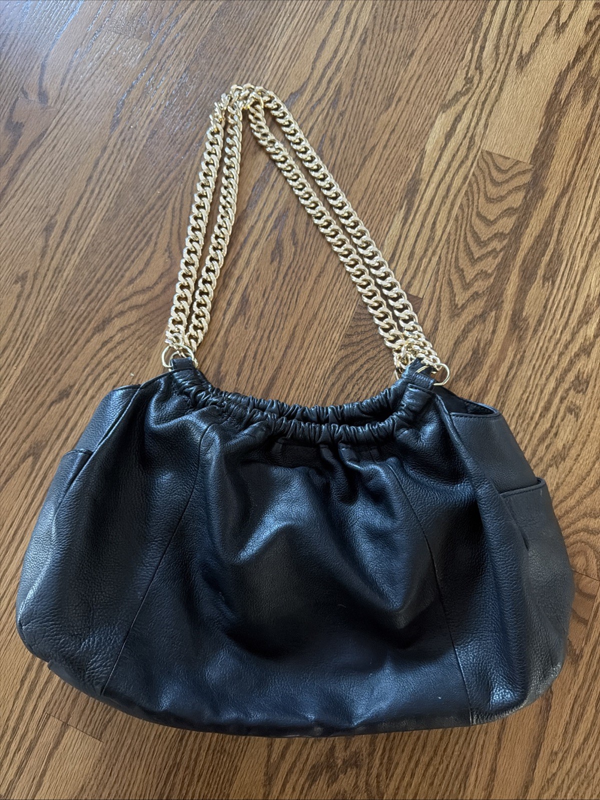A.N.A. Purse. A New Approach Cowhide Leather Purse With Chain Shoulder Straps