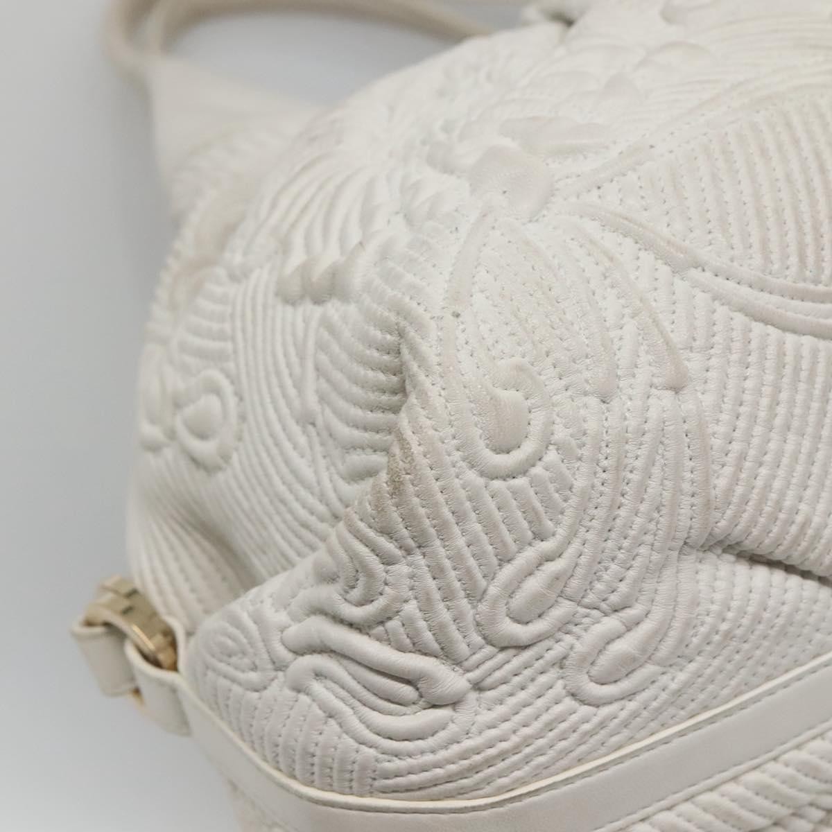 BVLGARI Chandra Shoulder Bag Leather White Gold Auth 140646
