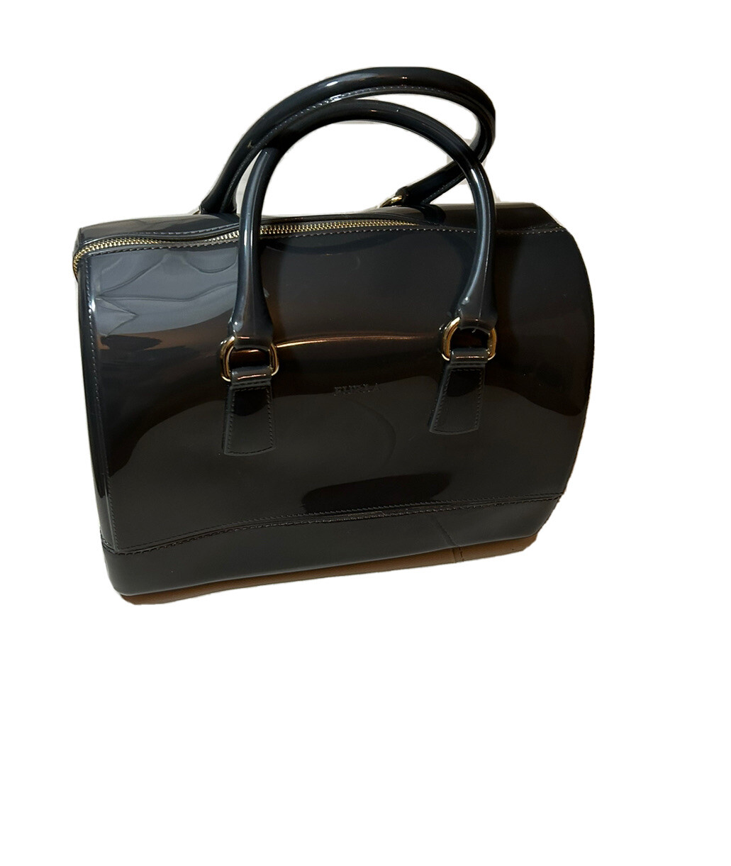 FURLA Candy Bag Handbag Gray Preowned