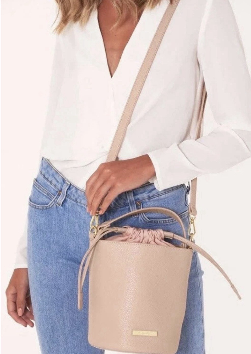 Vegan Leather Cross Body Bucket Bag Pink Katie Loxton London Amara