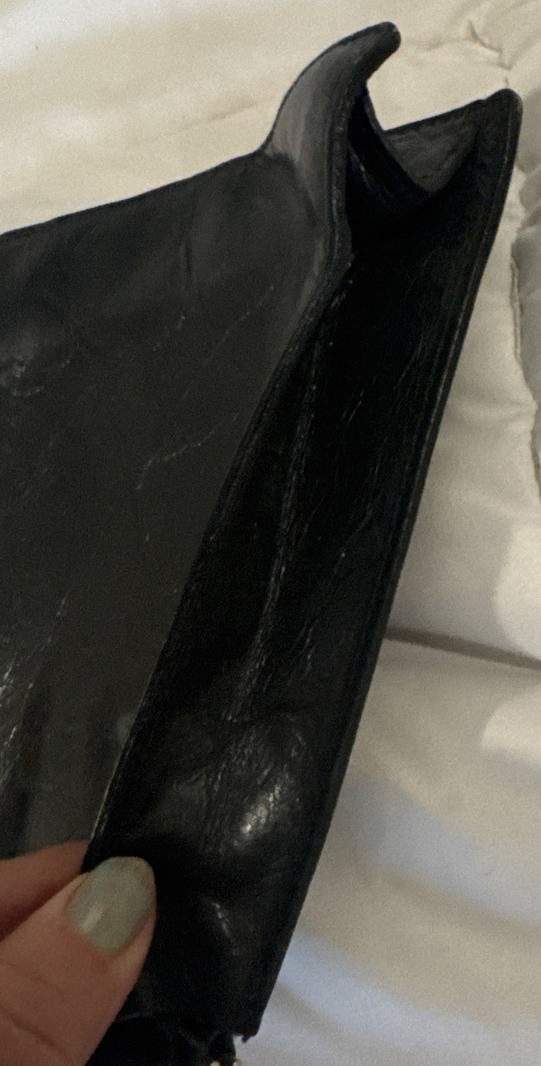 Furla Vintage Clutch black Leather Handbag Made in Italy 13″X8″