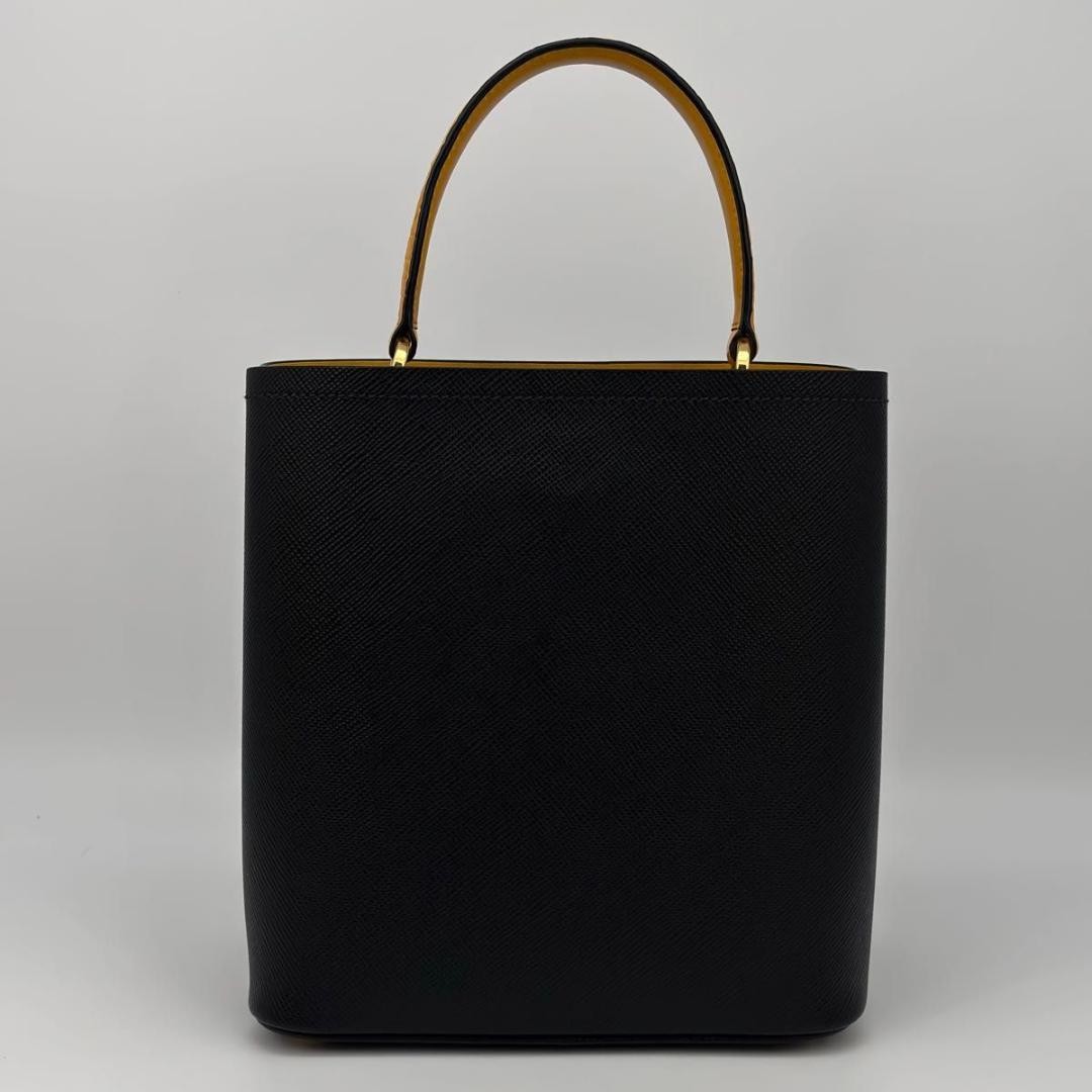 Prada Panier 2-way handbag/shoulder bag, black and yellow, 21cm