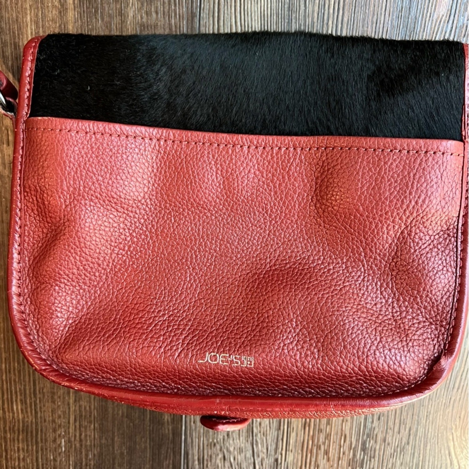 JOES JEANS Red Black Genuine leather Crossbody bag purse tassel