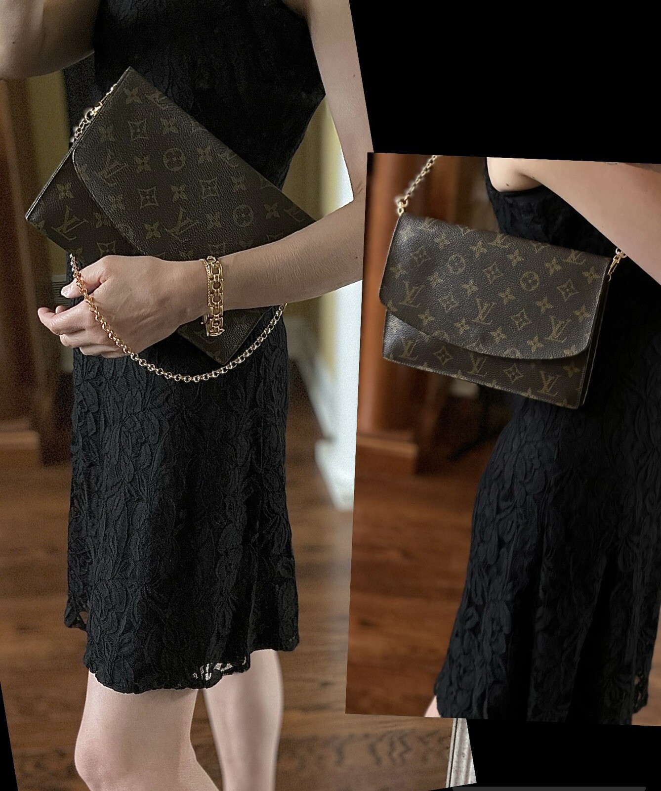 Louis Vuitton Monogram Flap Pouch Clutch & Luggage/ Name Tag