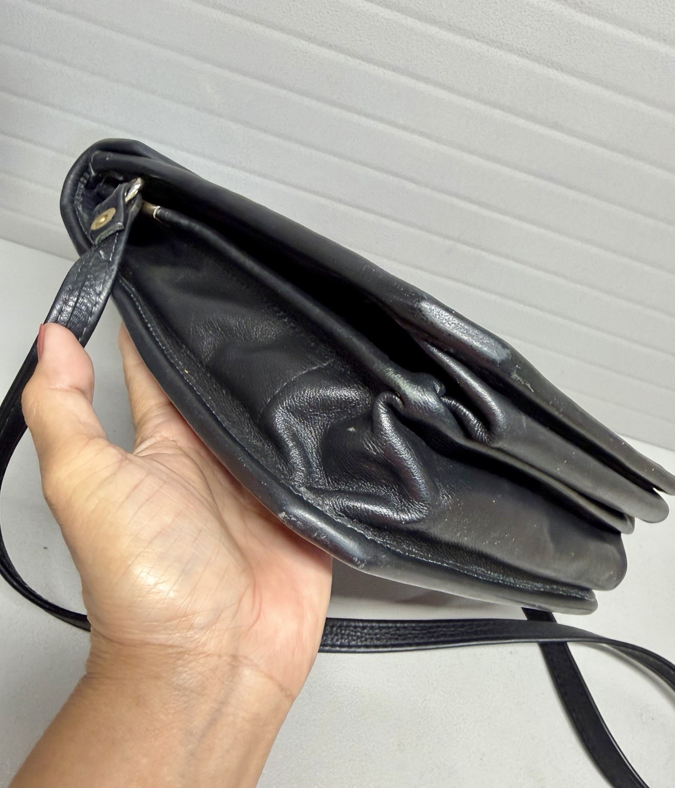 Vintage Classic Red/Black Leather Station Small Crossbody Bag Color Block-Cute!