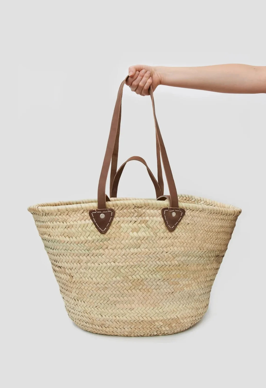 STRAW BASKET Handmade with leather handles, French Market Basket bag Size XL