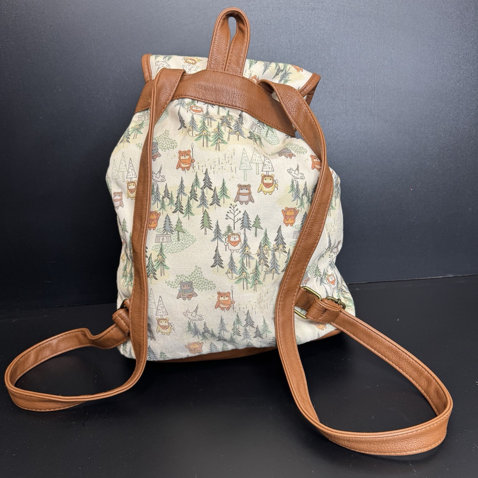 Loungefly Star Wars Ewok Forest All Over Print Drawstring Canvas Backpack *