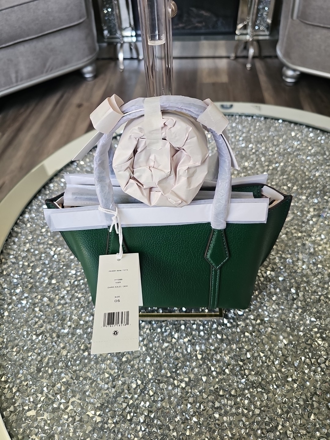 NWT TORY BURCH MINI PERRY TOTE -DARK KALE WITH DUST BAG