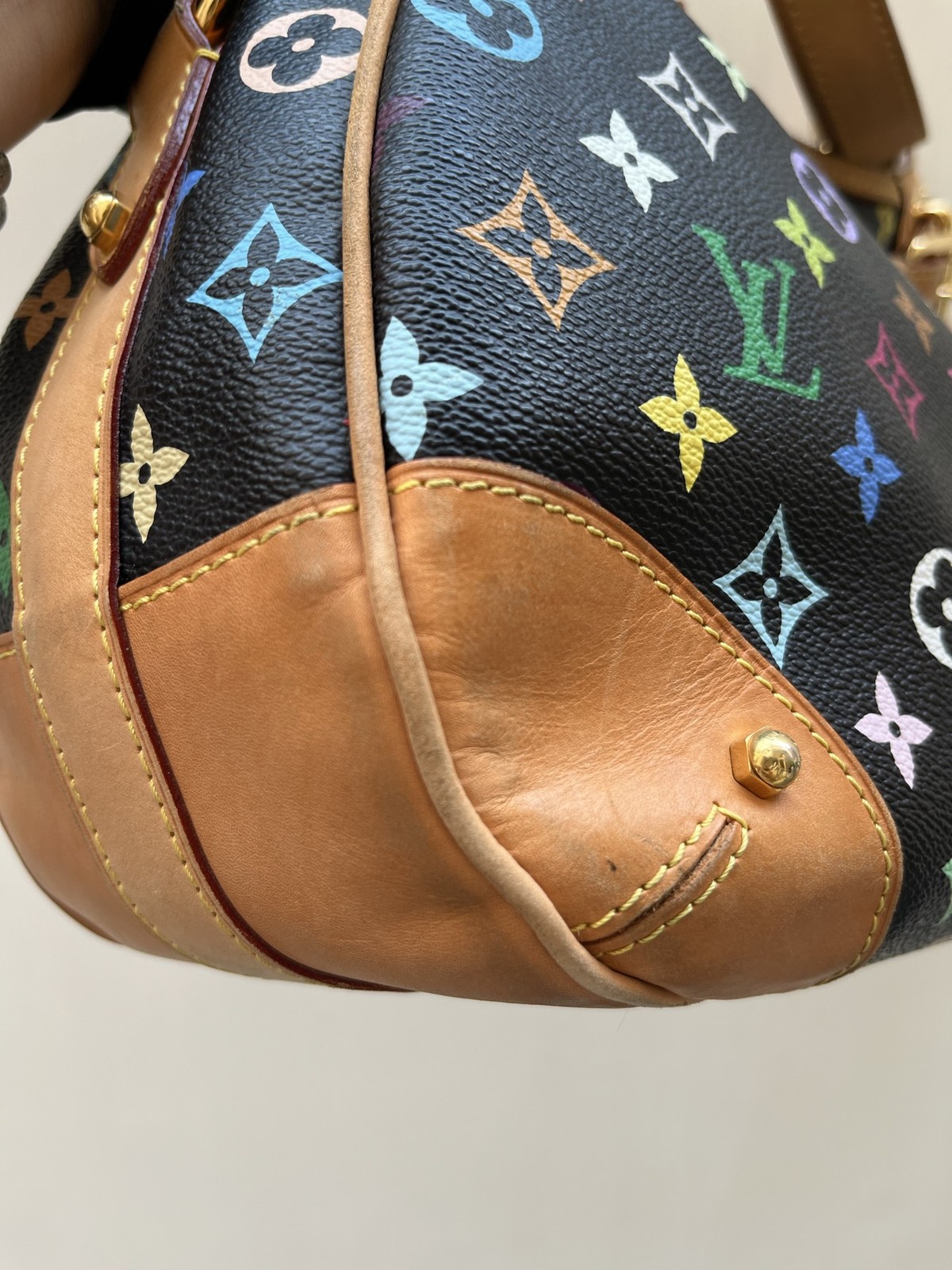 LOUIS VUITTON Greta Multicolor Black Hobo LV Shoulder Bag Murakami Monogram