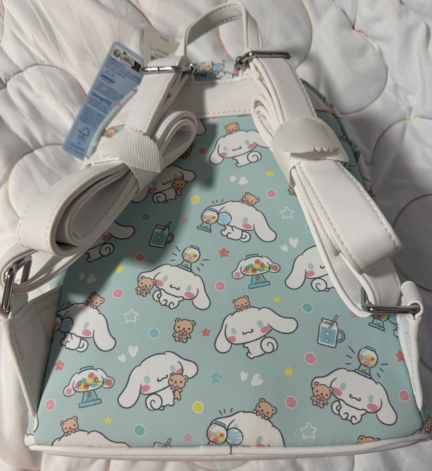 Loungefly Mini Backpack: CINNAMOROLL Teddy Bear Treats Blue White NWT