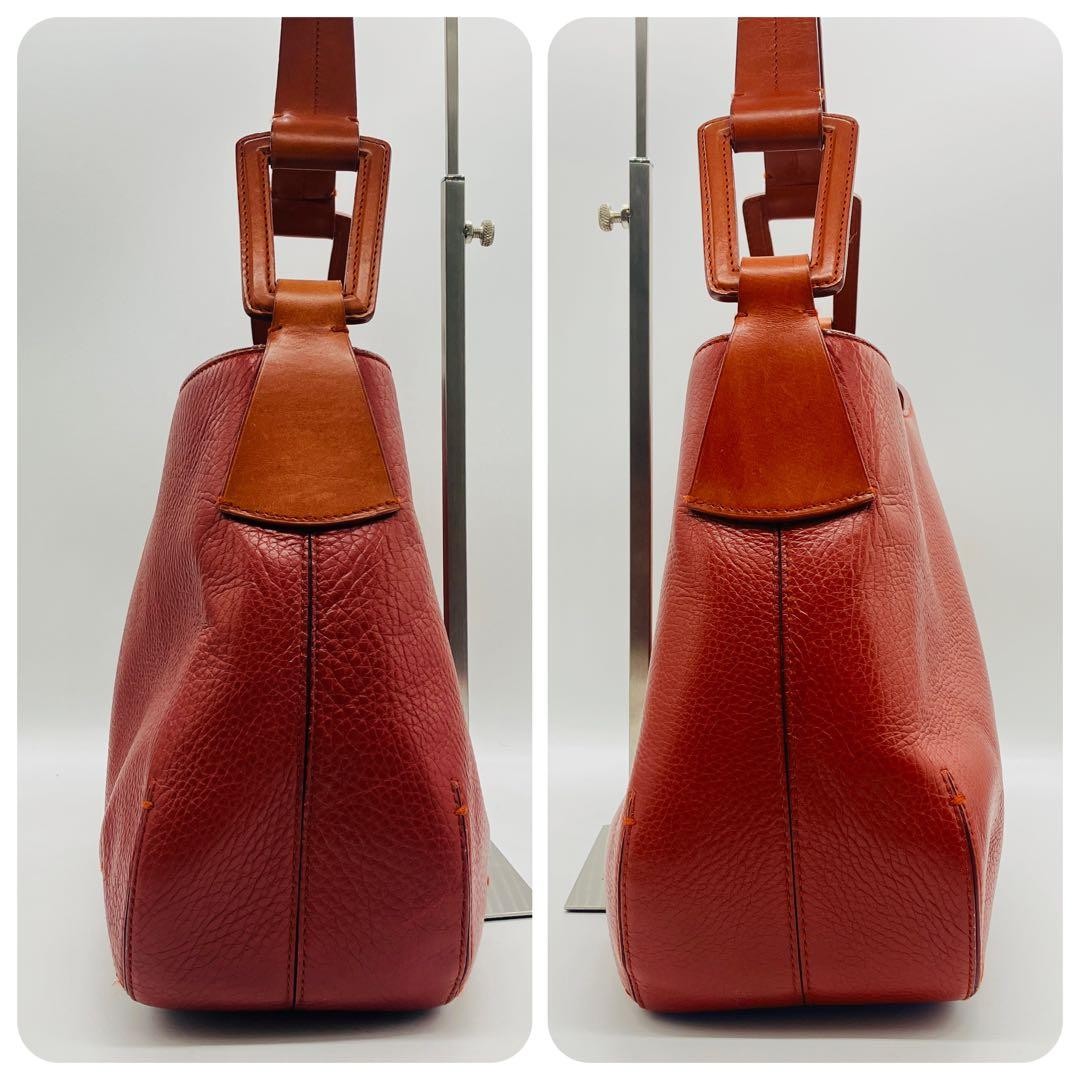 Giorgio Armani Leather Hobo Bag Red All-Season Women’s Shoulder Tote
