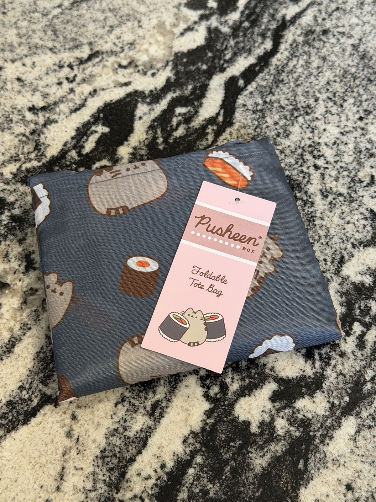 NWT Pusheen The Cat Sushi Foldable Reusable Tote Bag Bento Sub. Box Exclusive