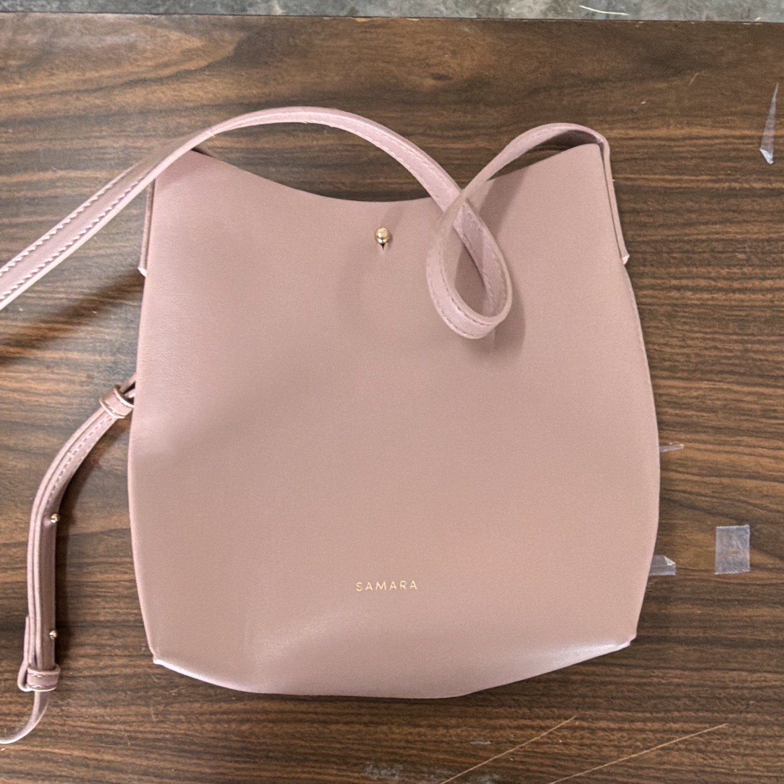 Samara Pink Small Crossbody Bag Adjustable Detachable Strap Snap Gold