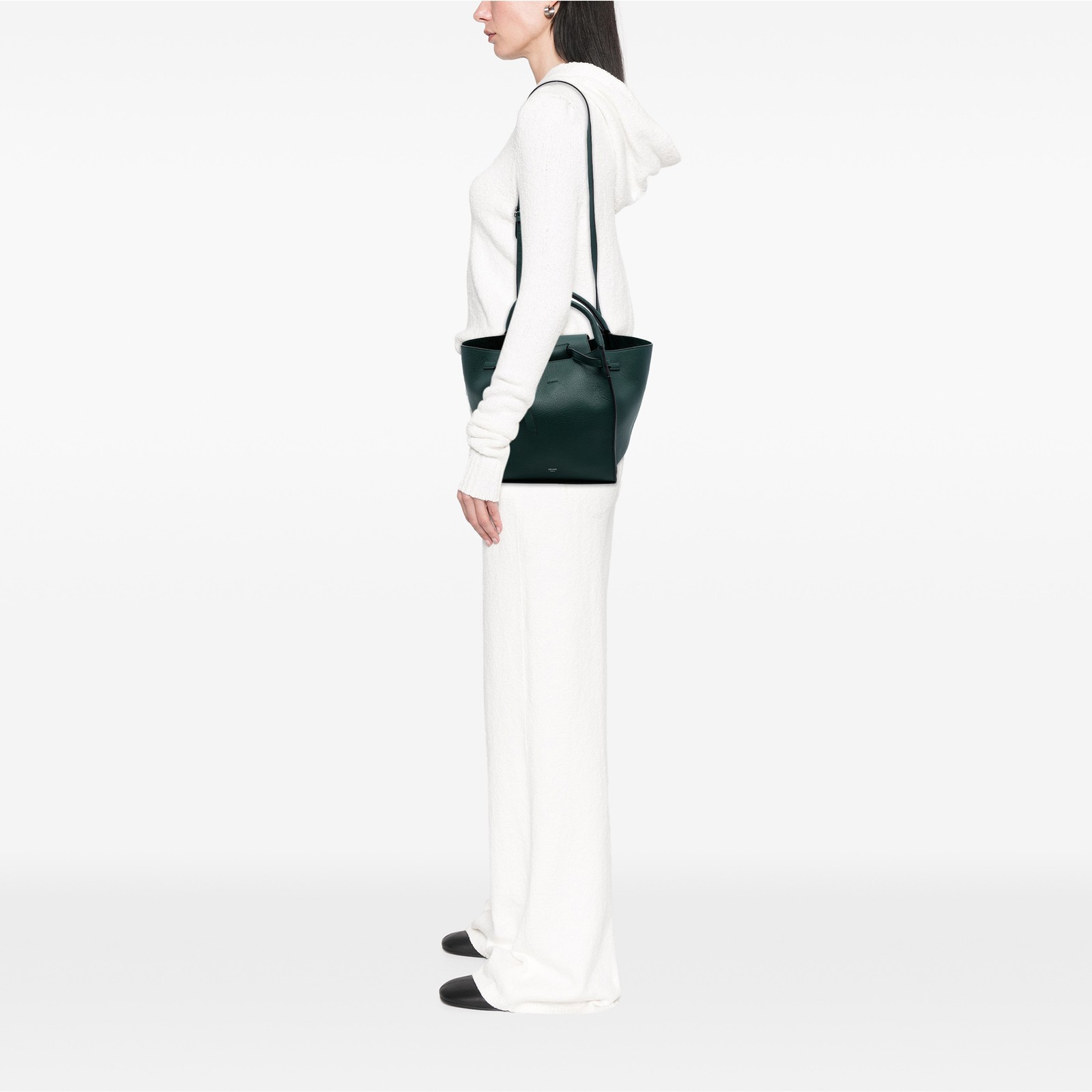 Celine Small Grained Calfskin Big Bag Pre-Loved Dark Green