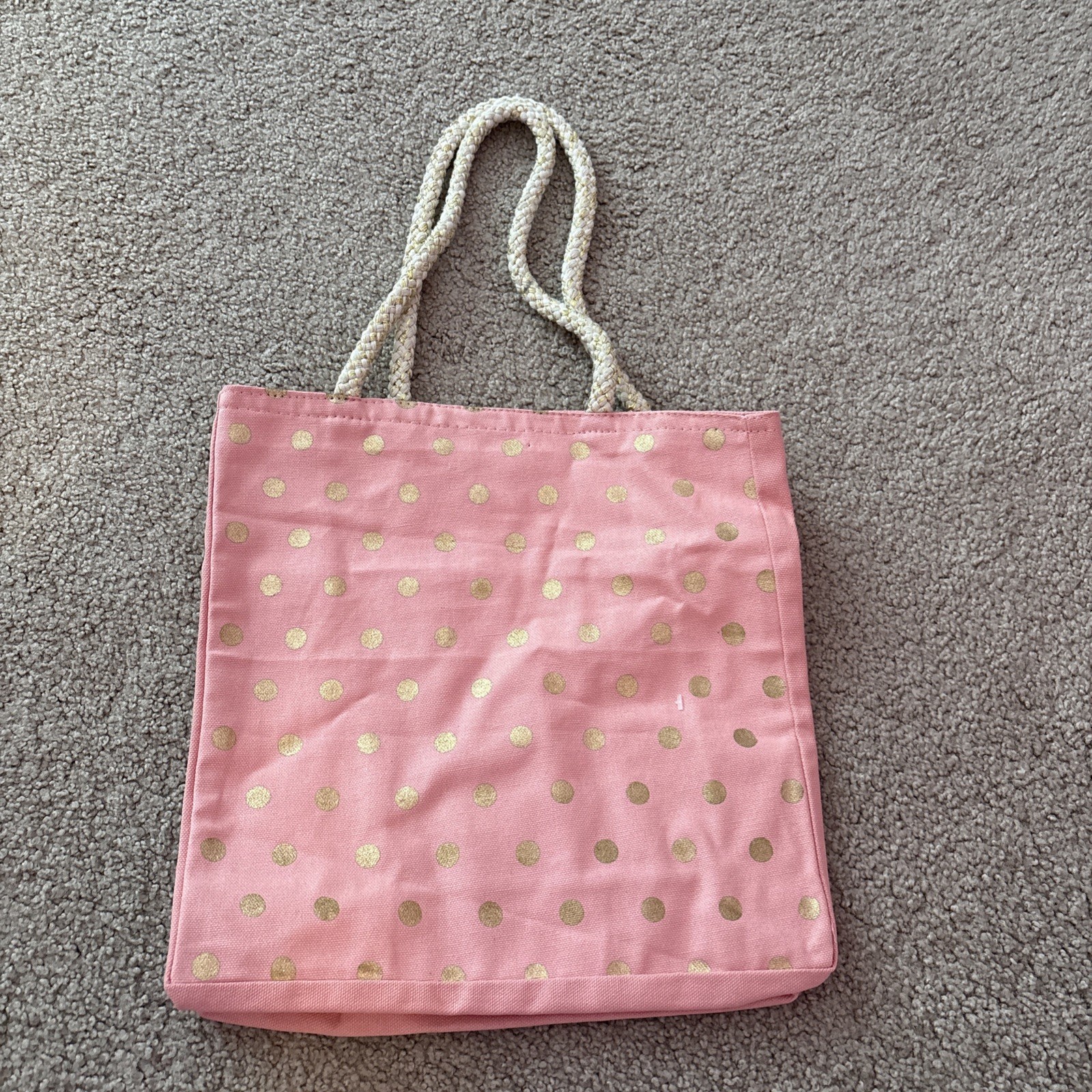Tote Bag Pink and Gold Polka Dots