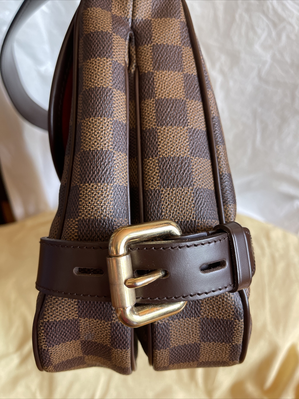 AUTHENTIC LOUIS VUITTON HIGHBURY DAMIER EBENE LEATHER HOBO SHOULDER BAG HANDBAG