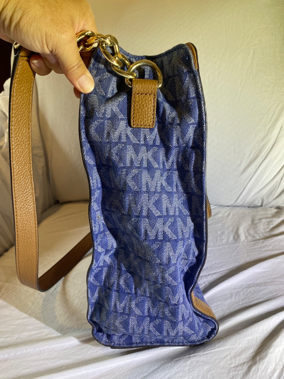 Michael Kors Large Hamilton Frame Out Tote in Denim