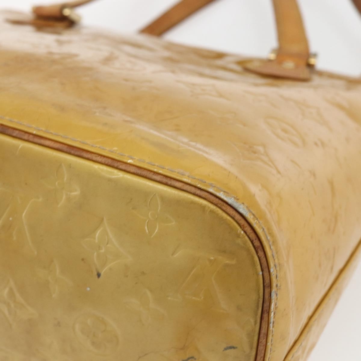 LOUIS VUITTON Monogram Vernis Houston Hand Bag Beige M91004 LV Auth ka2099