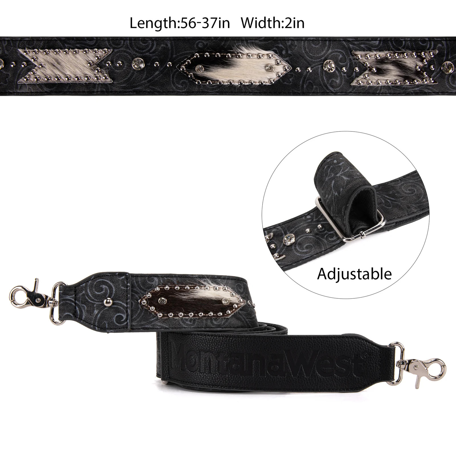 Montana West Western Guitar Style Tooled Crossbody Strap