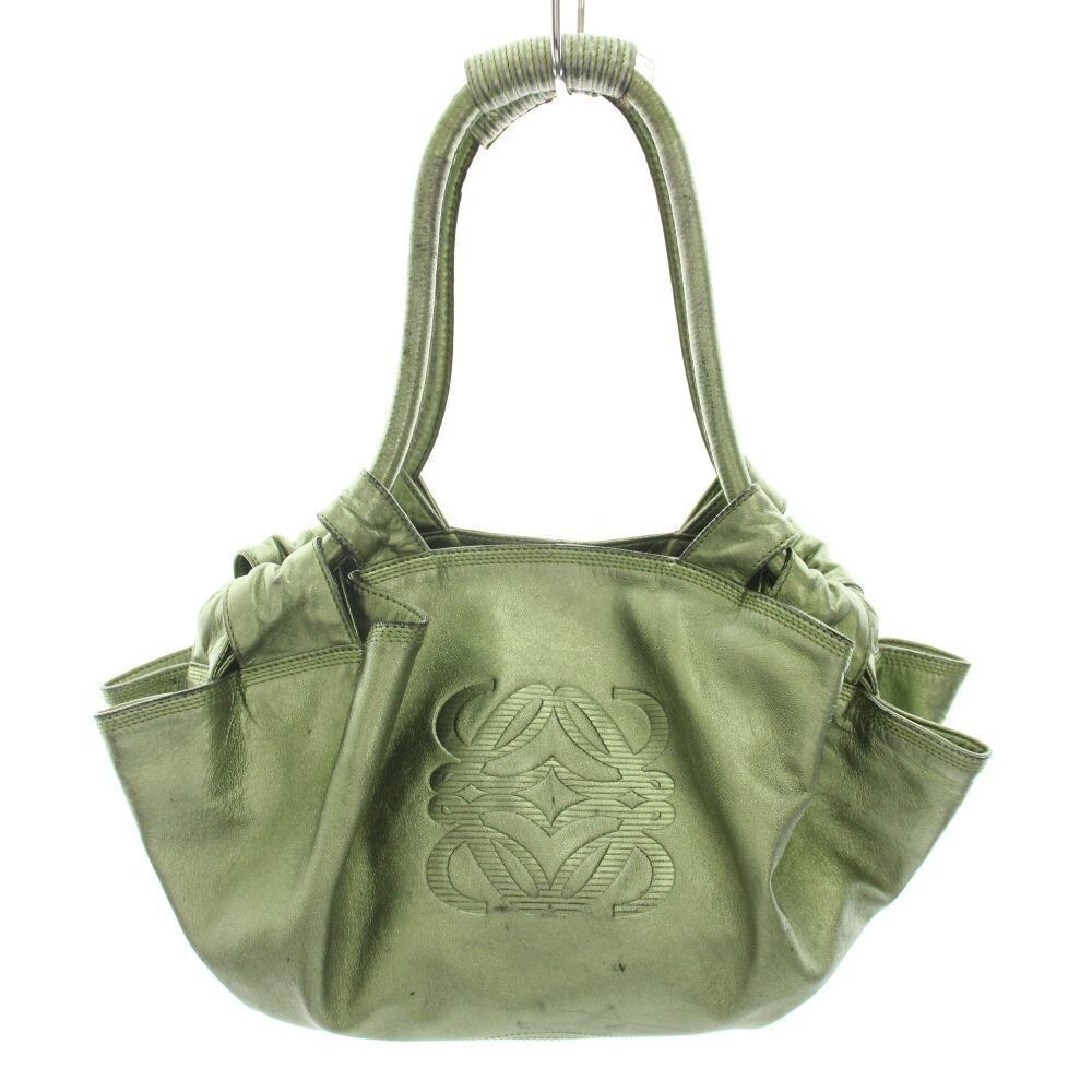 LOEWE Handbag Nappa Aire Leather Metallic Green Vintage Authentic From Japan