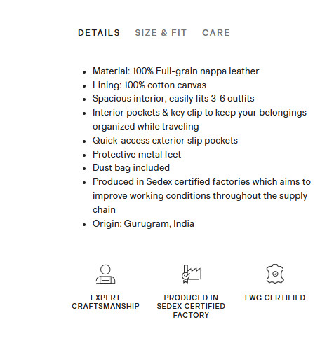 NWT QUINCE NAPPA LEATHER DUFFLE TRAVEL DUFFEL BAG TRAVEL CARRYON MSRP $208
