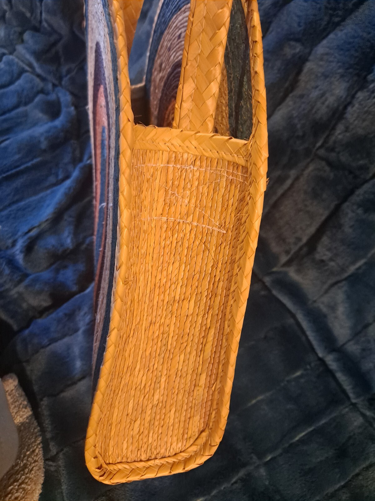 Large Multicolored Boho Sun Beach No Clasp Closure Crossbody Straw Bag Purse