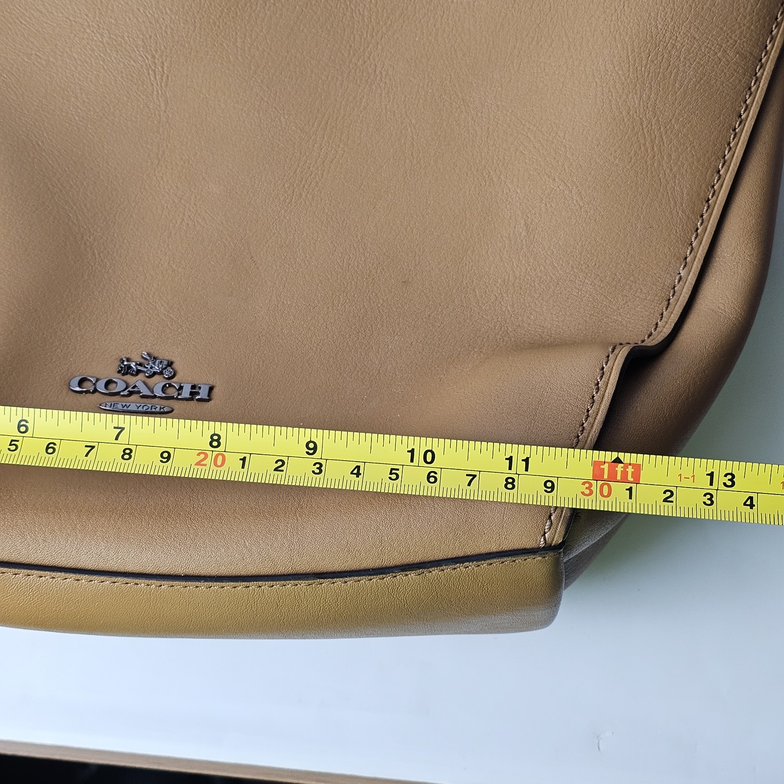 COACH Dufflette C2818 Natural Smooth Calf Leather Beechwood Shoulder Bag