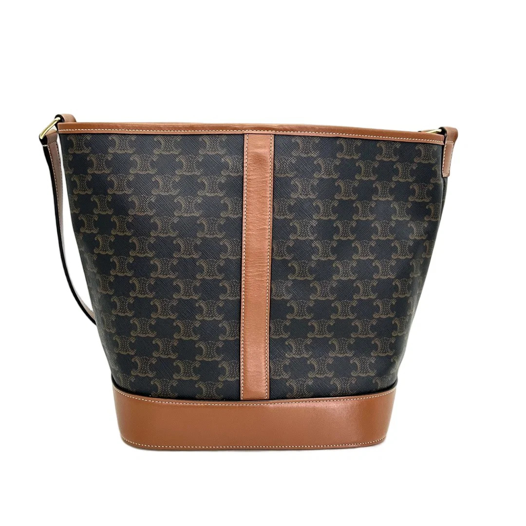 Celine Triomphe Bucket Bag Mediun Brown Black Triomphe (zz071526a1r)