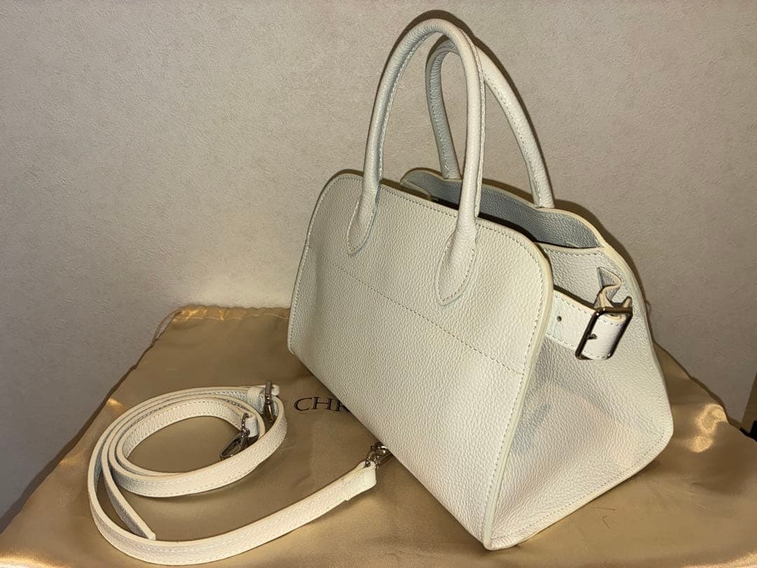 The Row Margaux-style 2 way Leather Mini Boston Bag with shoulder strap Mint