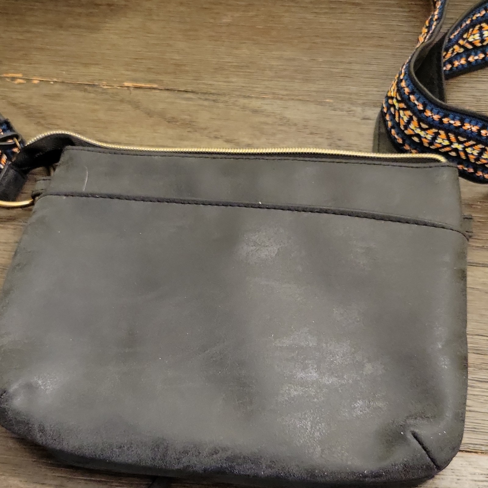 Stylish Sundance Dark Gray Purse With Beautiful Guitar Styled Cross Body Strap