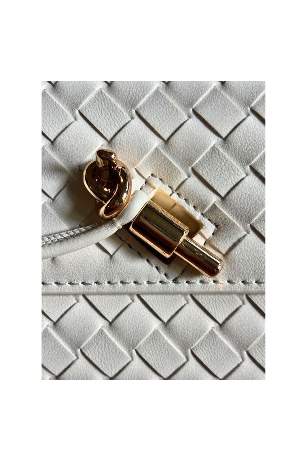 Few Moda Theia Bag Cream Woven Vegan Leather Gold F26BG001 Sold Out