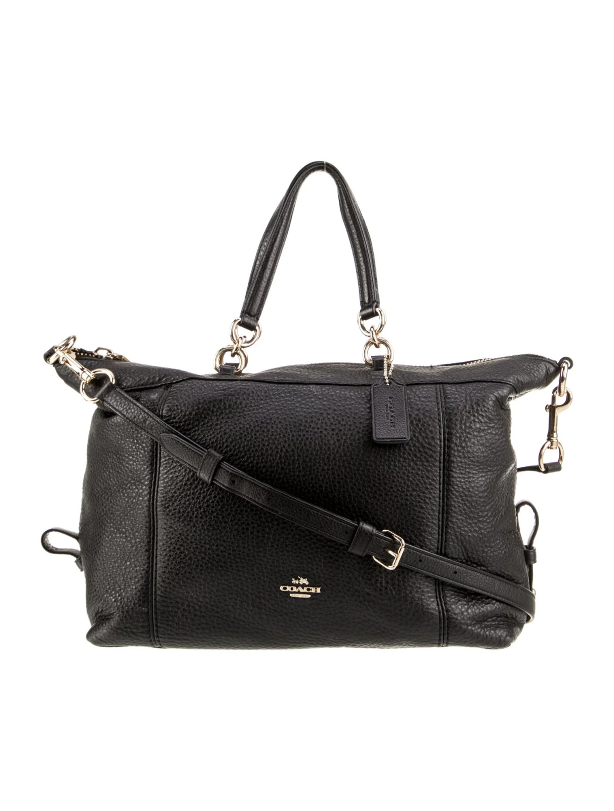 Coach Black Pebbled Leather Top Handle Crossbody Classic Gold HW Orig$450