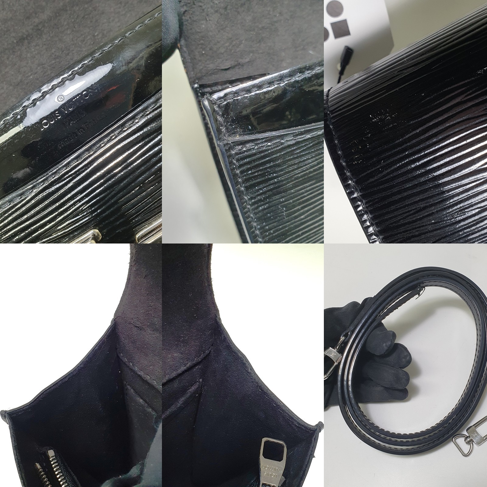 NO TARIFF Auth Louis Vuitton Louise PM Epi Patent M41627 StrapJoint Broke CLA890