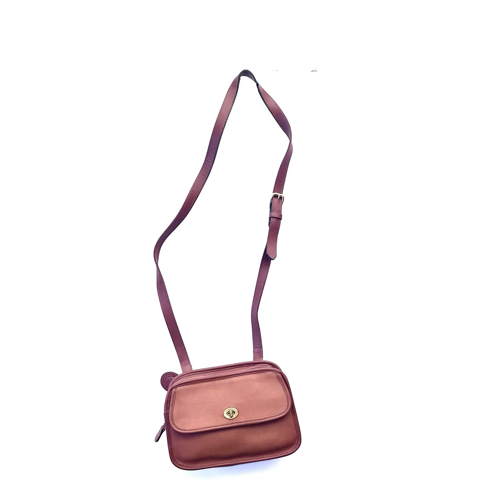 80s 90s Vintage Bar Harbor Classics Crossbody Shoulder Bag Brown Tan Leather