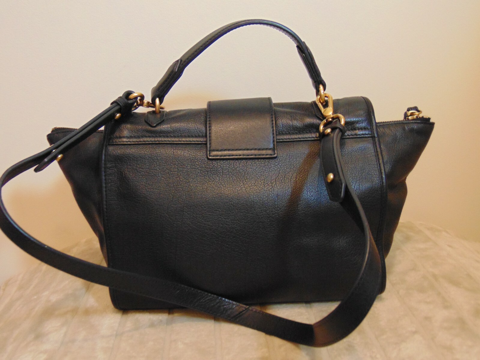 Marc By Marc Jacobs Satchel Flipping Out Top Handle Black Leather Bag