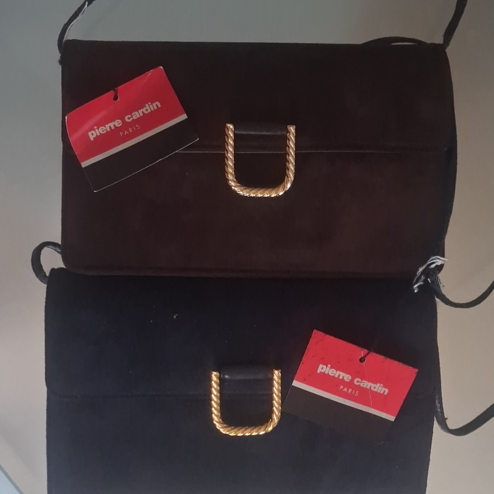 Pierre Cardin Black Solid Rectangle Shoulder Bag, Gold Hardware, Brand Card Tags