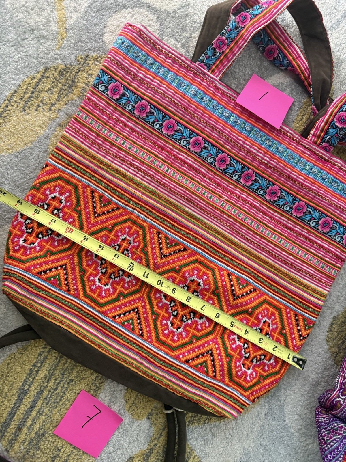 Hmong Large tote bags with tab handmade in Vietnam