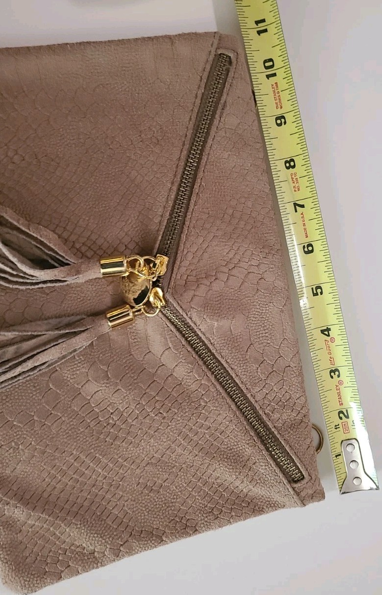 Allegra Genuine Leather Clutch/Purse Made In Italy 7 1/4”x 11” Zippers Tassells