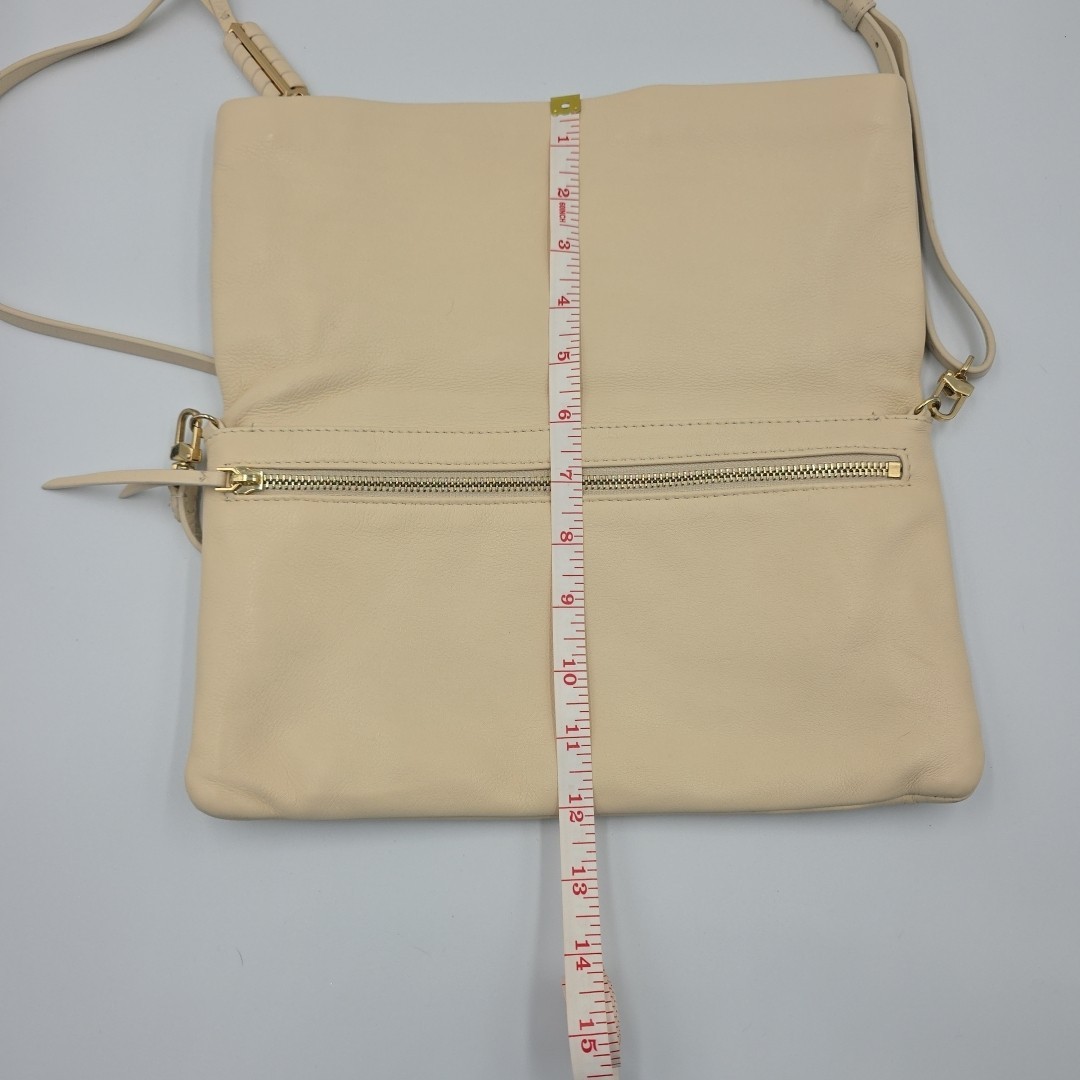 Stella & Dot Covet Waverly Clutch Crossbody Bag Beige Leather EUC