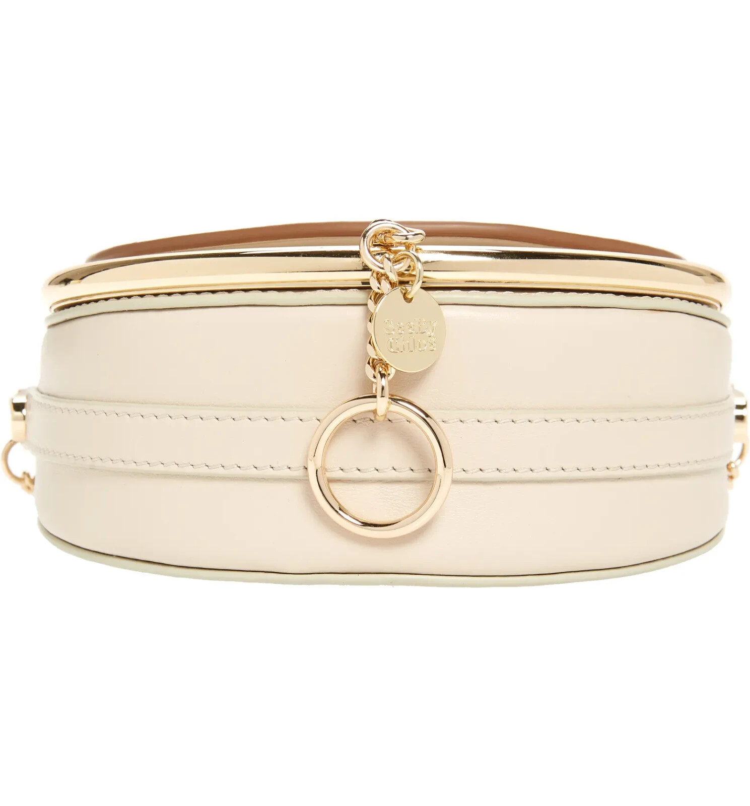 See by Chloé X8004 Womens Cement Beige Mara Leather Saddle Bag 7x6x2.75 in