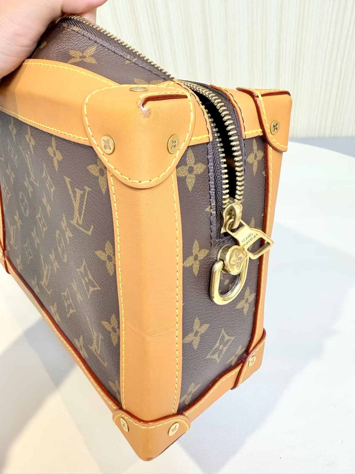 AUTH Louis Vuitton Soft Trunk Monogram Canvas Crossbody Box Bag used