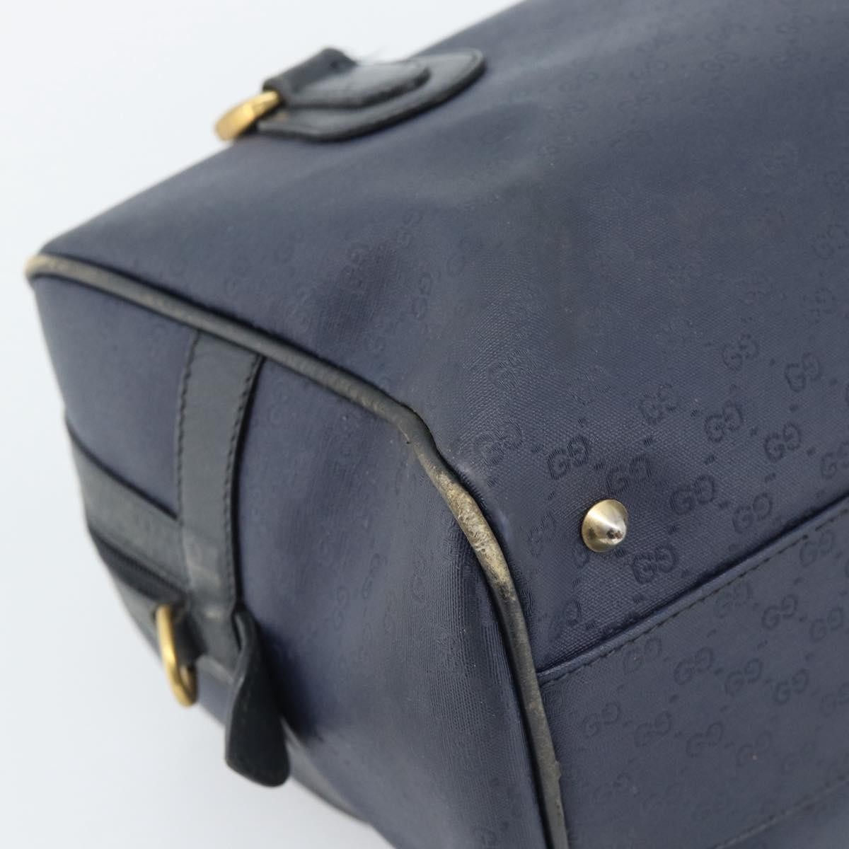 GUCCI Micro GG Supreme Hand Bag PVC Navy Gold Auth 183291