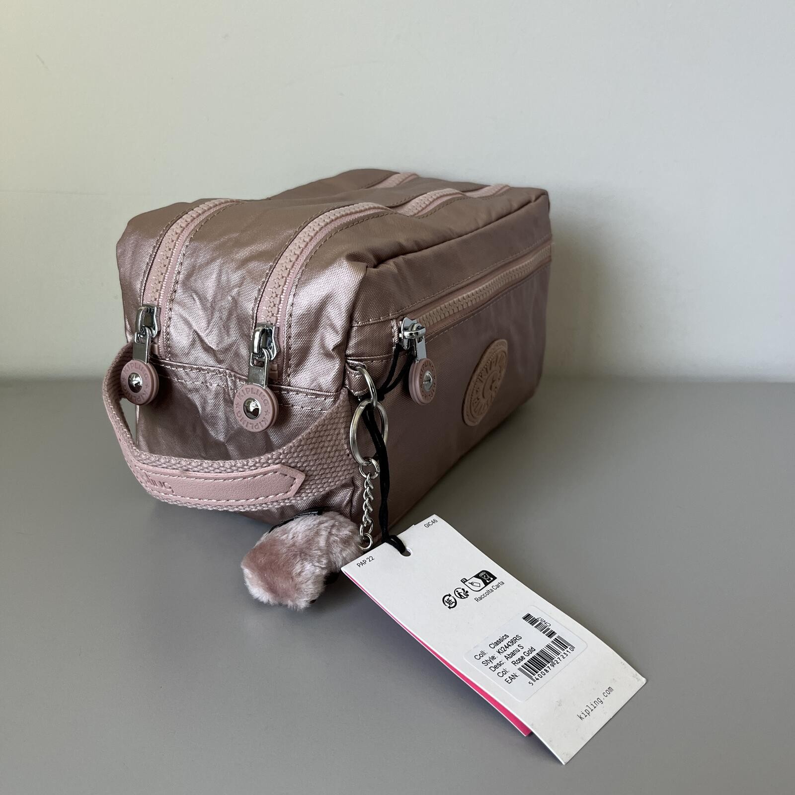 Kipling Amalfi Large Travel Pouch in Rose Gold NWT