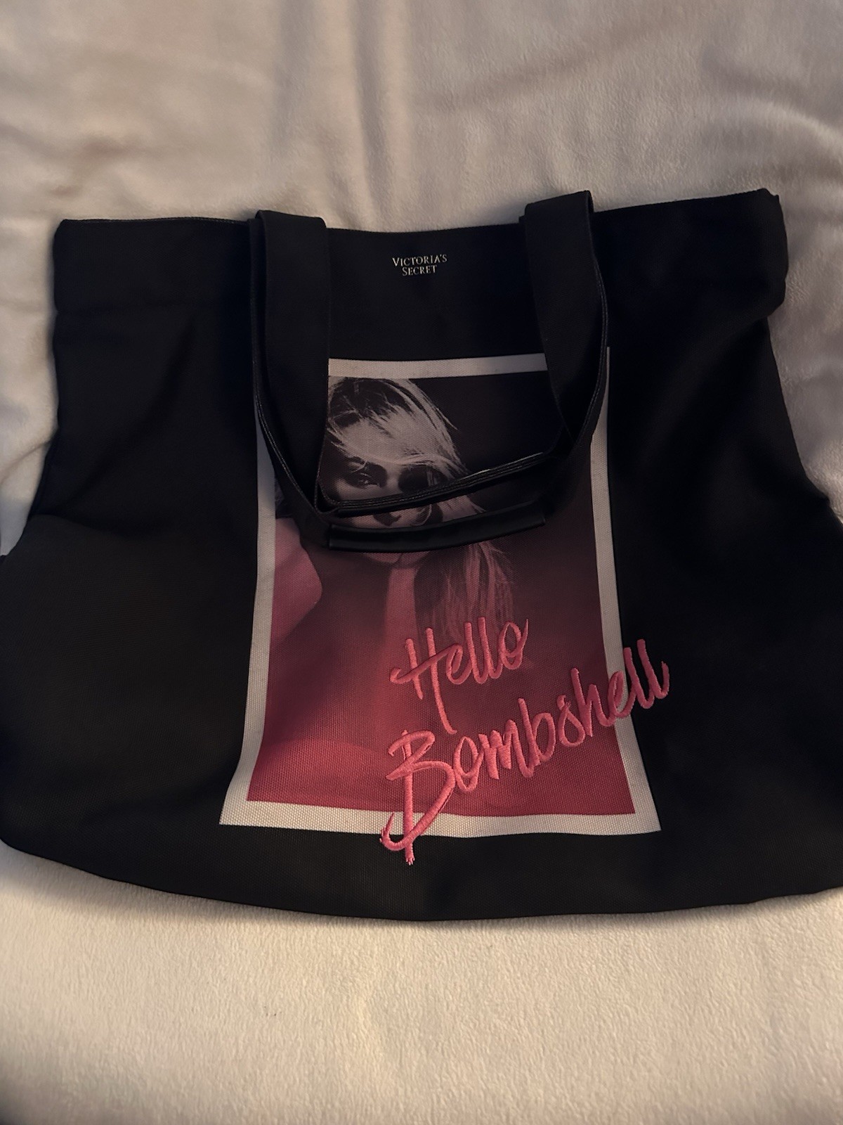 Victoria’s Secret “Hello Bombshell” Canvas Tote Bag W/ Pink Photo Print