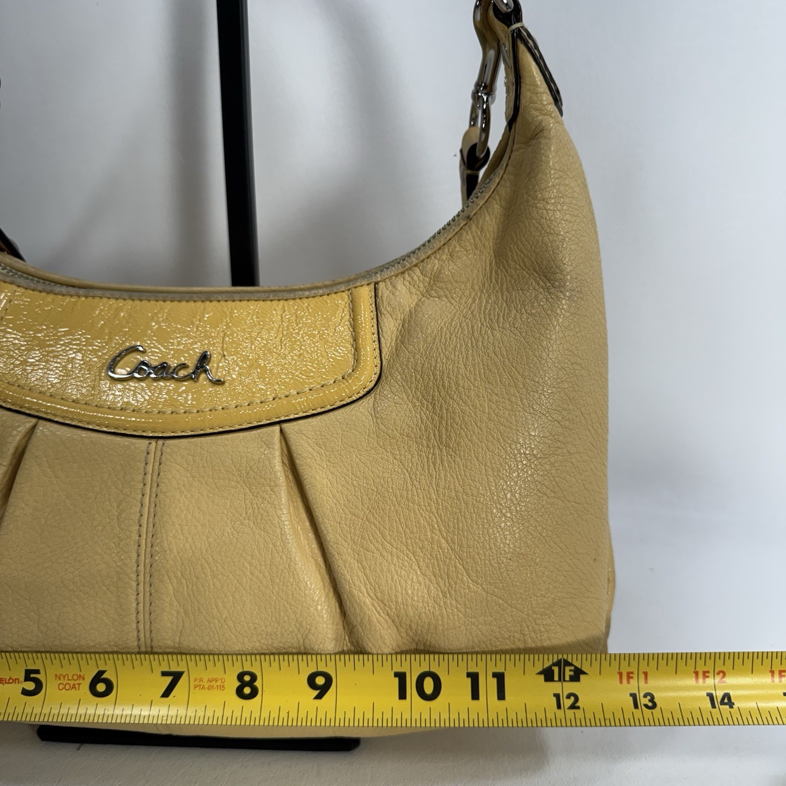 Authentic Coach Ashley Pleated Leather Yellow Satchel Crossbody Bag Z33010