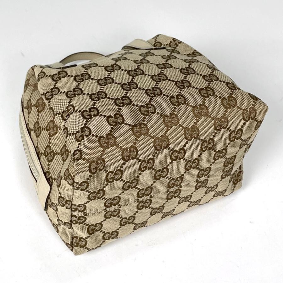 Gucci GG Canvas Leather Beige White Handbag 124542 #BS4455