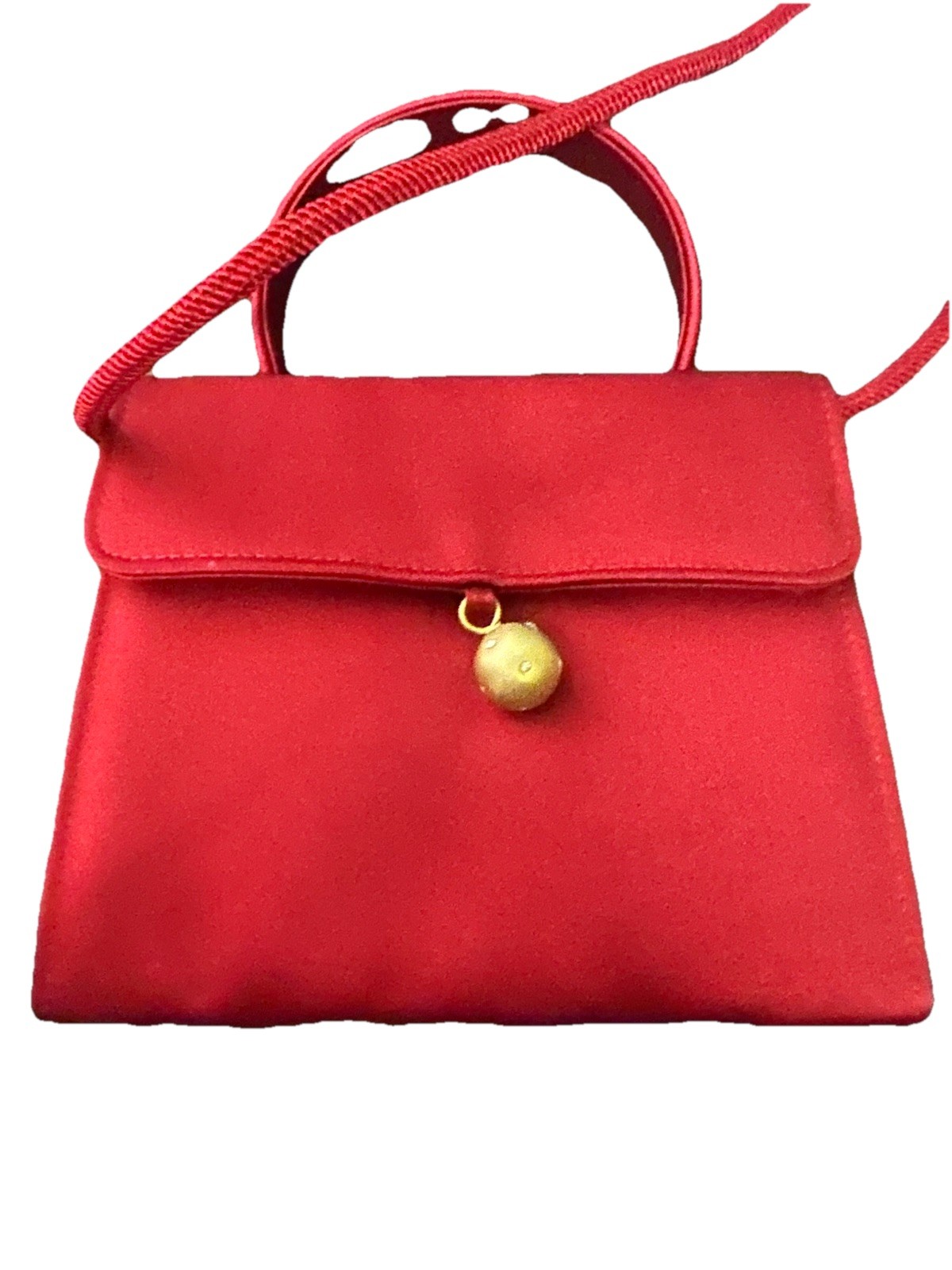 Susan Gail Red Satin Handbag Purse With Gold Closure