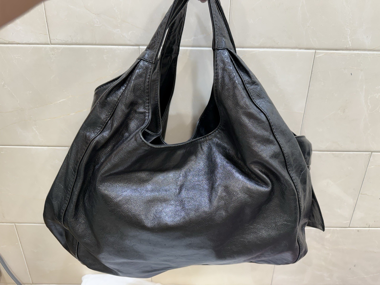Valentino Lucca Nuage Leather Hobo Bag Black